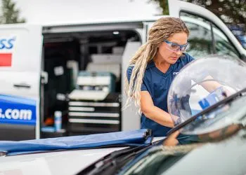 Vehicle windshield being repaired by NOVUS Glass of Southeast Shreveport to restore safety and clarity